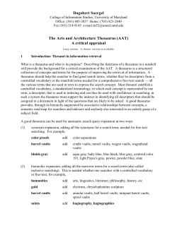 The Arts and Architecture Thesaurus (AAT): A