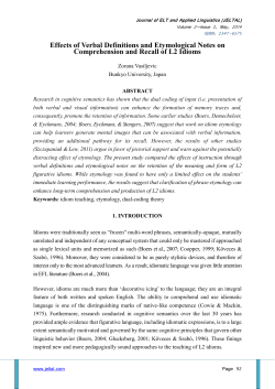 Effects of Verbal Definitions and Etymological Notes