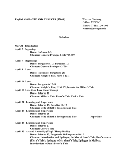 English 410 DANTE AND CHAUCER (32063) Warren Ginsberg