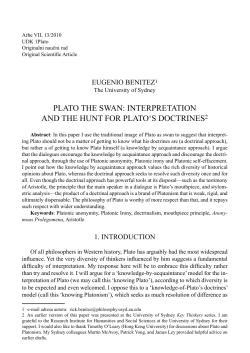 PLATO THE SWAN: INTERPRETATION AND THE HUNT FOR