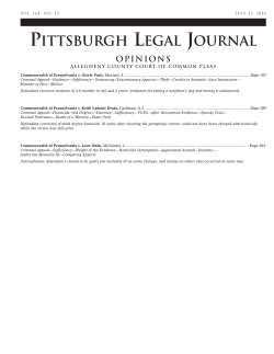 Pittsburgh Legal Journal Opinions - Allegheny County Bar Association