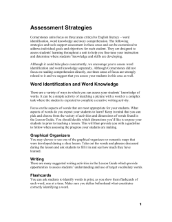 Assessment Tools for Cornerstones