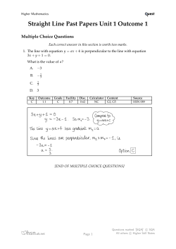 Straight Line Past Papers Unit 1 Outcome 1