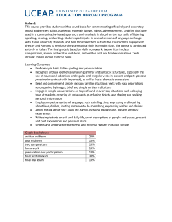 Italian 1 This course provides students with a sound basis for