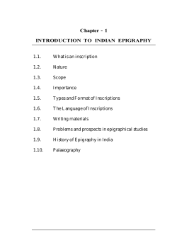Chapter - 1 INTRODUCTION TO INDIAN EPIGRAPHY