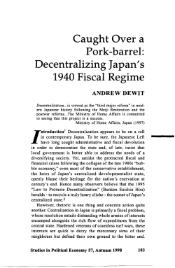 Caught Over a Pork-barrel: Decentralizing Japan`s 1940 Fiscal