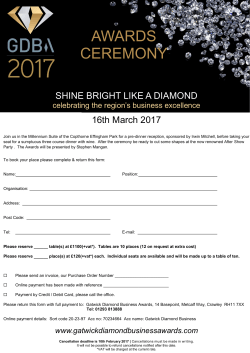 Booking Form - Gatwick Diamond Business Awards