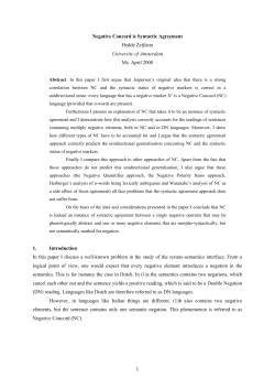 Negative Concord is Syntactic Agreement Hedde Zeijlstra University