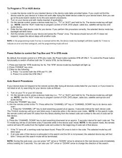 To Program a TV or AUX device