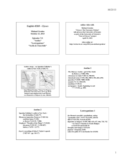 English 4520F - Ulysses Aeolus 1 Aeolus 2 Lestrygonians 1