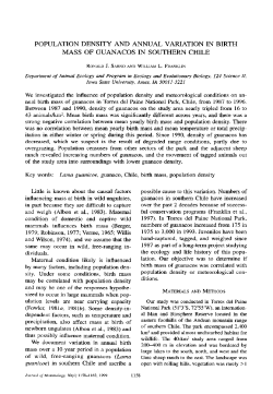population density and annual variation in birth mass of guanacos in