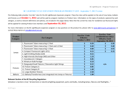 BC LIGHTRECYCLE EXPANSION PROGRAM PRODUCT LIST