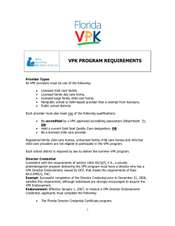 vpk program requirements - Early Learning Coalition of Duval