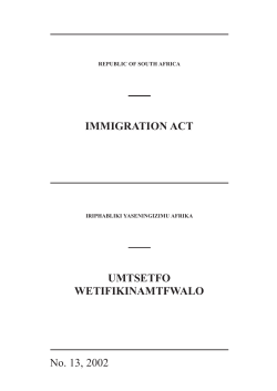Immigration Act No. 13 of 2002