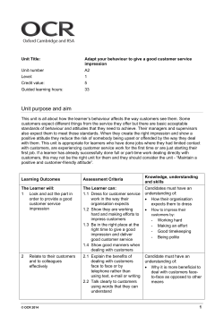 Level 1 - Unit A02 - Adapt your behaviour to give a good