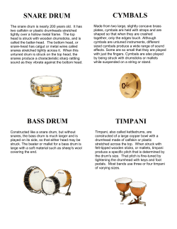 SNARE DRUM BASS DRUM CYMBALS TIMPANI