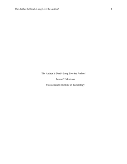 The Author is Dead-Long Live the Author!