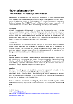 PhD student position Topic: New tools for biocatalyst immobilization