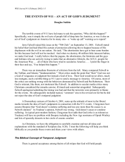 THE EVENTS OF 9/11 &ndash; AN ACT OF GOD`S JUDGMENT?