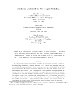 Nonlinear Control of the Gyroscopic Pendulum