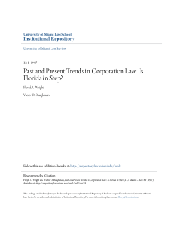Past and Present Trends in Corporation Law: Is Florida in Step?