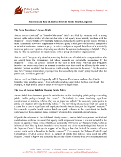 Function and Role of Amicus Briefs in Public Health Litigation