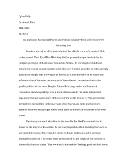 Joe and Janie: Patriarchal Power and Politics in Eatonville in Their