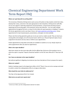 Chemical Engineering Department Work Term Report FAQ