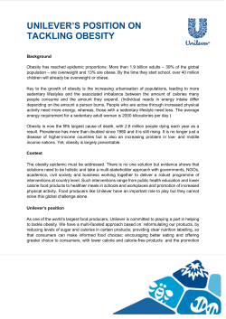 Tackling Obesity Position StatementPDF | 498KB
