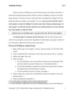 E-7 Analysis Essays - Florida State College at Jacksonville