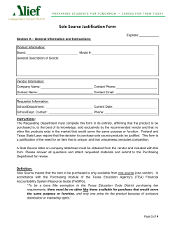 Sole Source Justification Form
