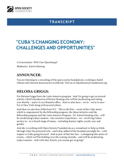 "CUBA`S CHANGING ECONOMY: CHALLENGES AND