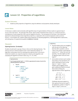 Lesson 12: Properties of Logarithms