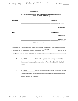 Court File No. ______ IN THE SUPREME COURT OF