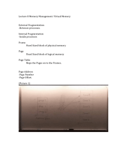 Lecture 8 Memory Management: Virtual Memory External