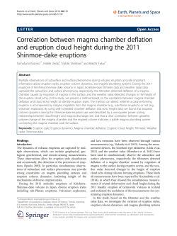 Correlation between magma chamber deflation and eruption cloud