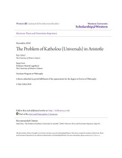 The Problem of Katholou (Universals) in Aristotle