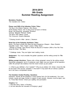 2014-2015 8th Grade Summer Reading Assignment