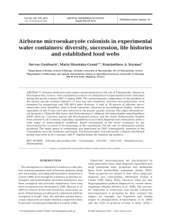 Airborne microeukaryote colonists in experimental water containers