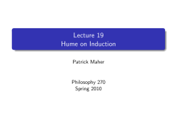 Lecture 19 Hume on Induction