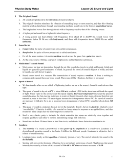 Study Notes Lesson 20 Sound and Light