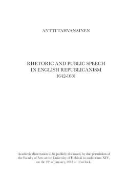 Rhetoric and public speech in English republicanism, 1642