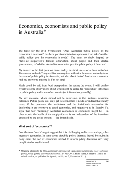 Economics, Economists and Public Policy in Australia