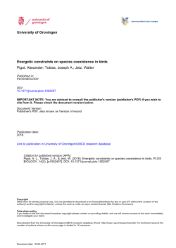 Energetic constraints on species coexistence in birds Pigot