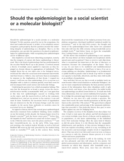 Should the epidemiologist be a social scientist or