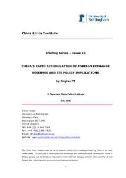 China`s Rapid Accumulation of Foreign Exchange Reserves and Its