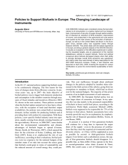 Policies to Support Biofuels in Europe: The Changing Landscape of