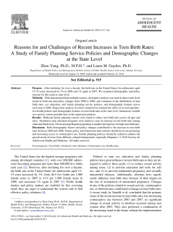 Reasons for and Challenges of Recent Increases in Teen Birth Rates