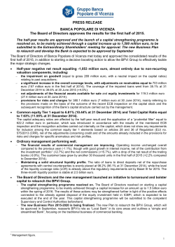 comunicato stampa - Banca Popolare di Vicenza