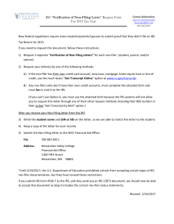 IRS “Verification of Non-Filing Letter” Request Form For 2015 Tax Year